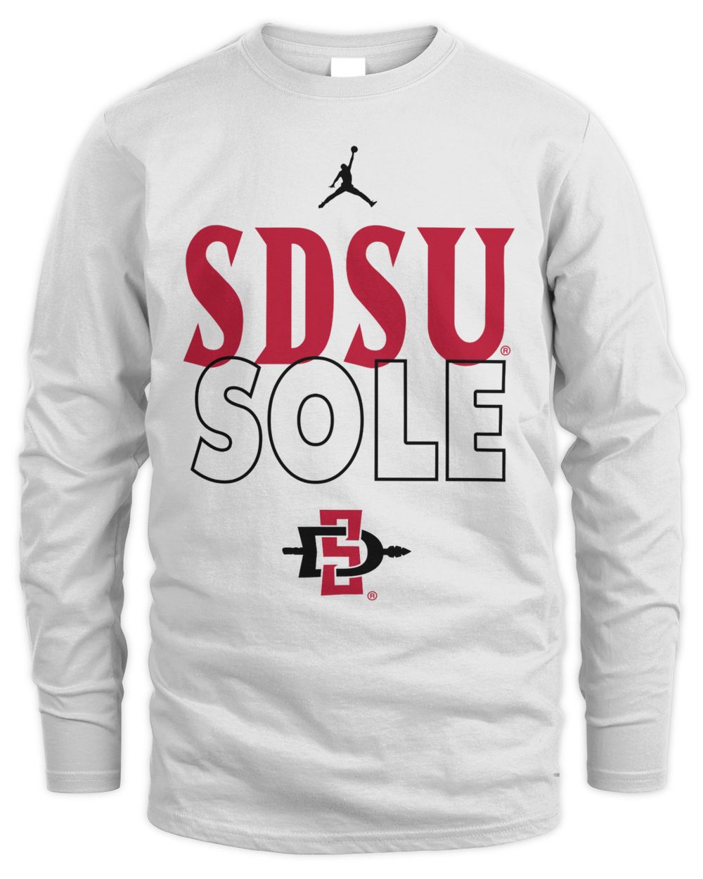 Sdsu Merch San Diego State 2023 On Court Bench Long Sleeve White Men's Long Sleeved T-Shirt white s