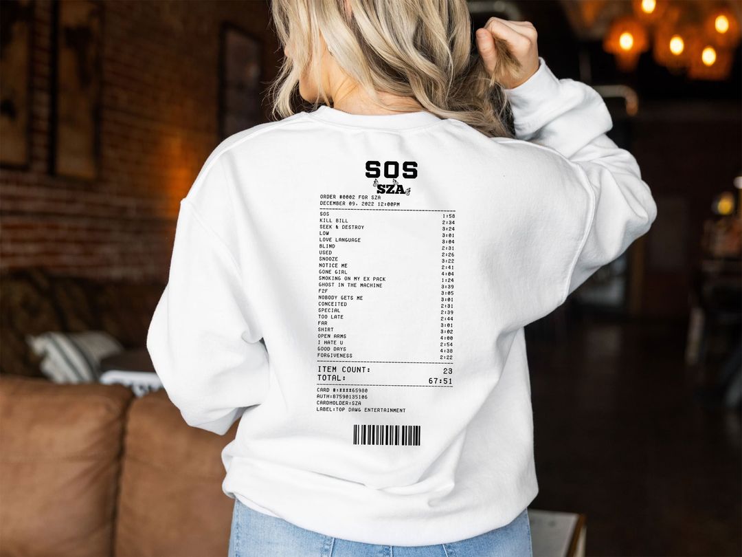 SZA Tour Merch 2023 SOS Receipt SZA Album T-Shirt | Batend