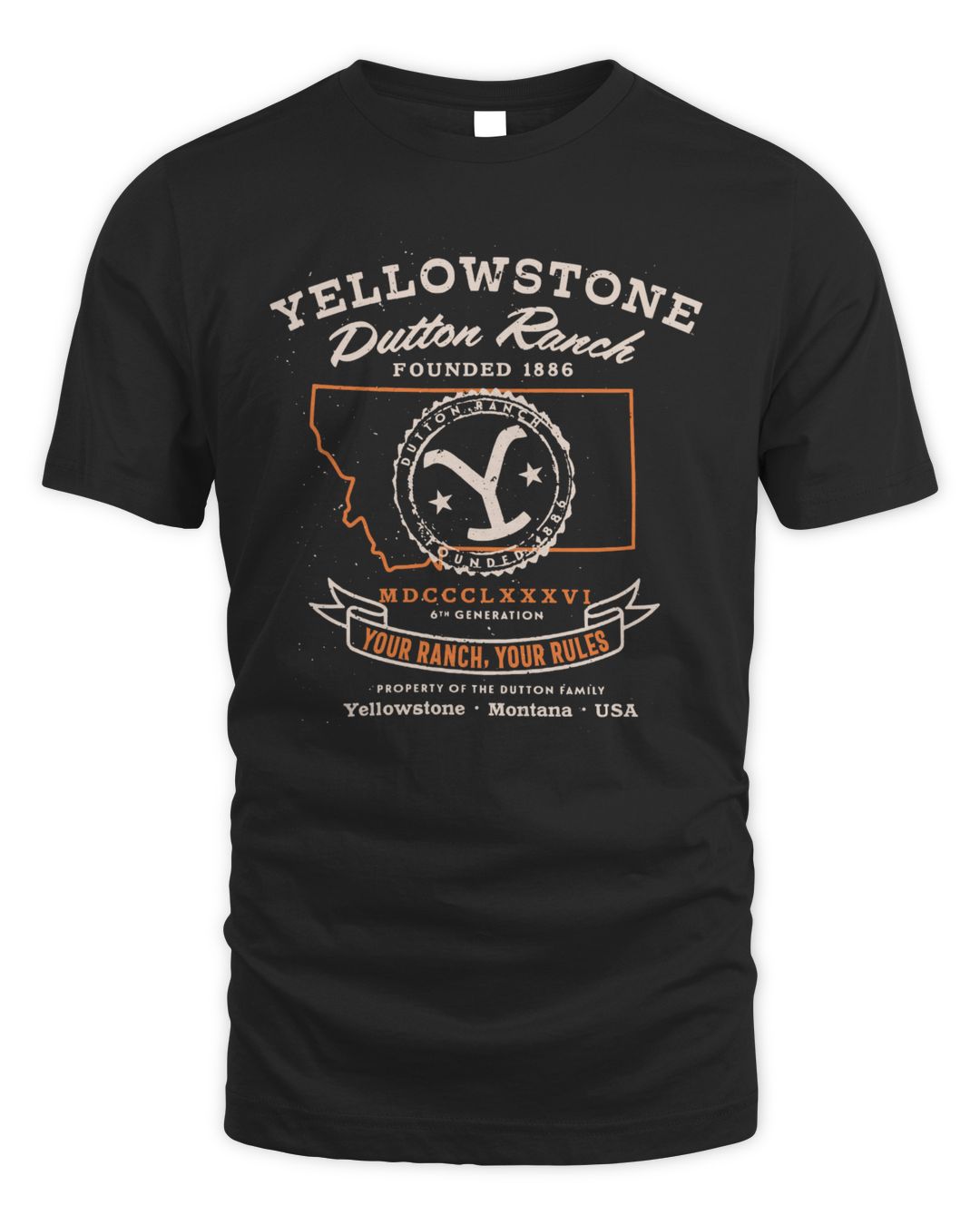 Yellowstone Merch Dutton Ranch Your Ranch Your Rules T-Shirt Black