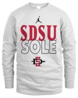 Sdsu Merch San Diego State 2023 On Court Bench Long Sleeve White Men's Long Sleeved T-Shirt white s